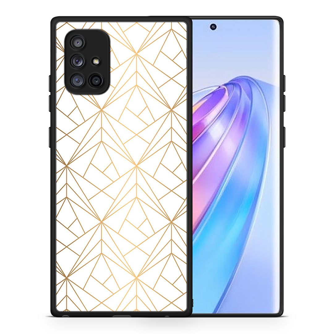 Θήκη Samsung Galaxy A71 5G Luxury White Geometric από τη Smartfits με σχέδιο στο πίσω μέρος και μαύρο περίβλημα | Samsung Galaxy A71 5G Luxury White Geometric case with colorful back and black bezels