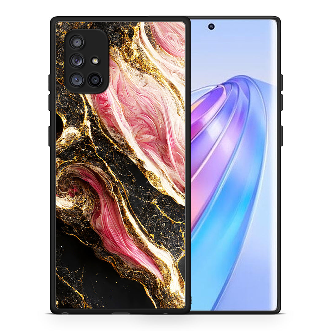 Θήκη Samsung Galaxy A71 5G Glamorous Pink Marble από τη Smartfits με σχέδιο στο πίσω μέρος και μαύρο περίβλημα | Samsung Galaxy A71 5G Glamorous Pink Marble case with colorful back and black bezels