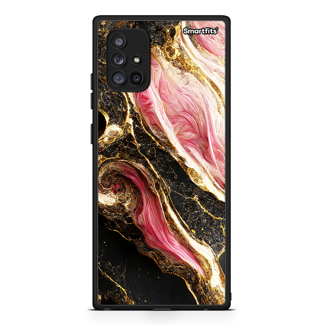 Samsung Galaxy A71 5G Glamorous Pink Marble θήκη από τη Smartfits με σχέδιο στο πίσω μέρος και μαύρο περίβλημα | Smartphone case with colorful back and black bezels by Smartfits