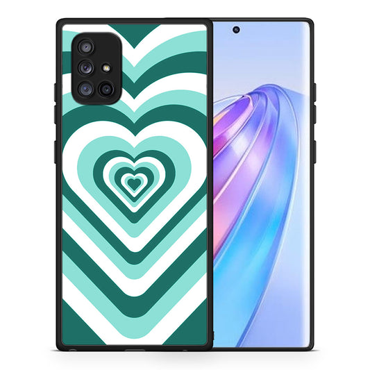 Θήκη Samsung Galaxy A71 5G Green Hearts από τη Smartfits με σχέδιο στο πίσω μέρος και μαύρο περίβλημα | Samsung Galaxy A71 5G Green Hearts case with colorful back and black bezels