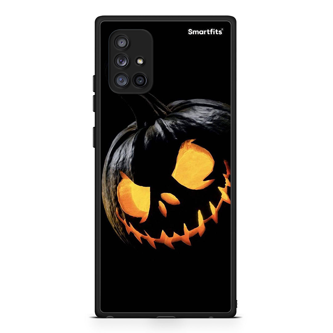 Samsung Galaxy A71 5G Halloween Scary Pumpkin Θήκη από τη Smartfits με σχέδιο στο πίσω μέρος και μαύρο περίβλημα | Smartphone case with colorful back and black bezels by Smartfits