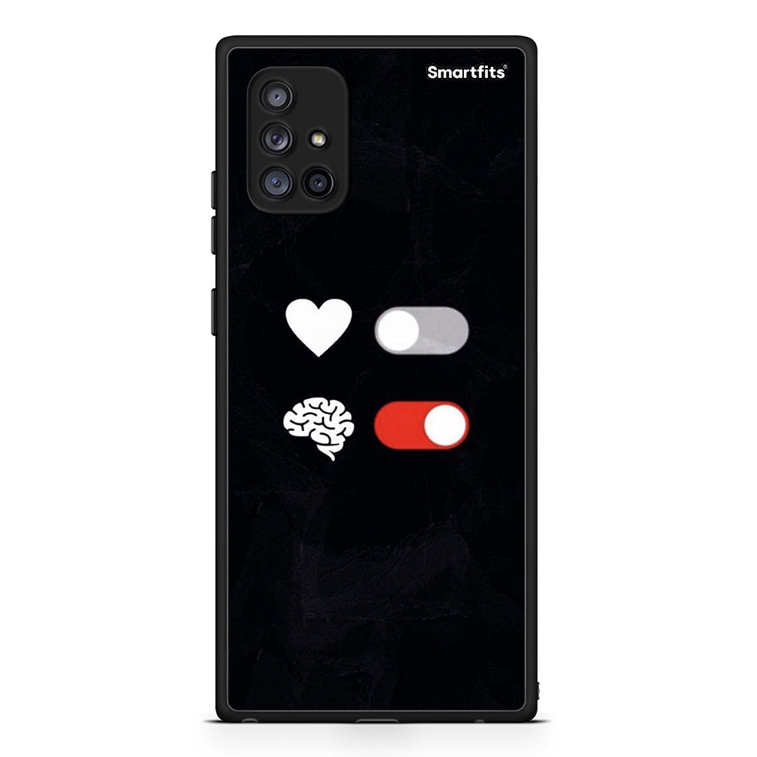 Samsung Galaxy A71 5G Heart Vs Brain Θήκη Αγίου Βαλεντίνου από τη Smartfits με σχέδιο στο πίσω μέρος και μαύρο περίβλημα | Smartphone case with colorful back and black bezels by Smartfits