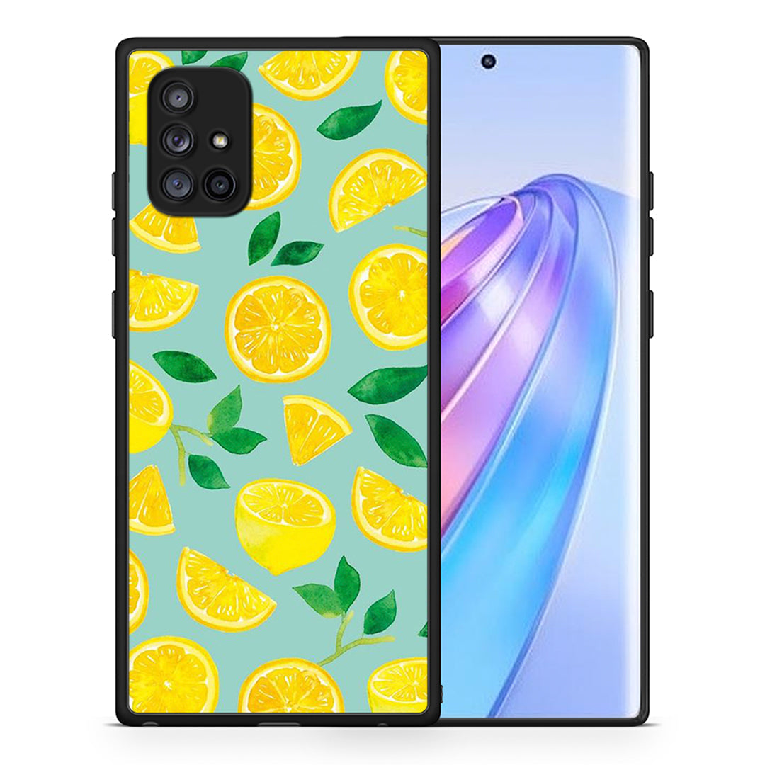 Θήκη Samsung Galaxy A71 5G Lemons από τη Smartfits με σχέδιο στο πίσω μέρος και μαύρο περίβλημα | Samsung Galaxy A71 5G Lemons case with colorful back and black bezels