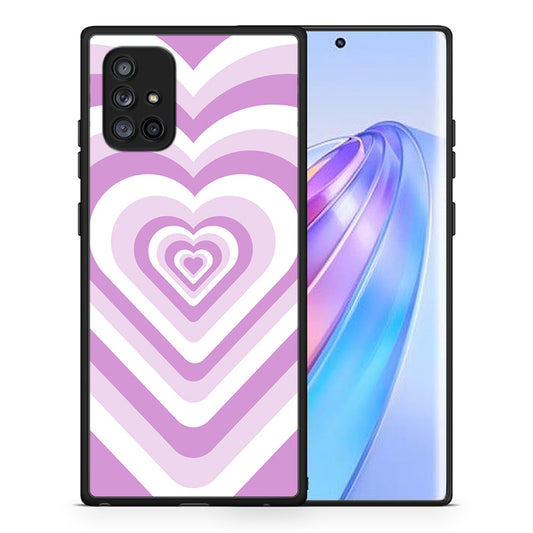 Θήκη Samsung Galaxy A71 5G Lilac Hearts από τη Smartfits με σχέδιο στο πίσω μέρος και μαύρο περίβλημα | Samsung Galaxy A71 5G Lilac Hearts case with colorful back and black bezels