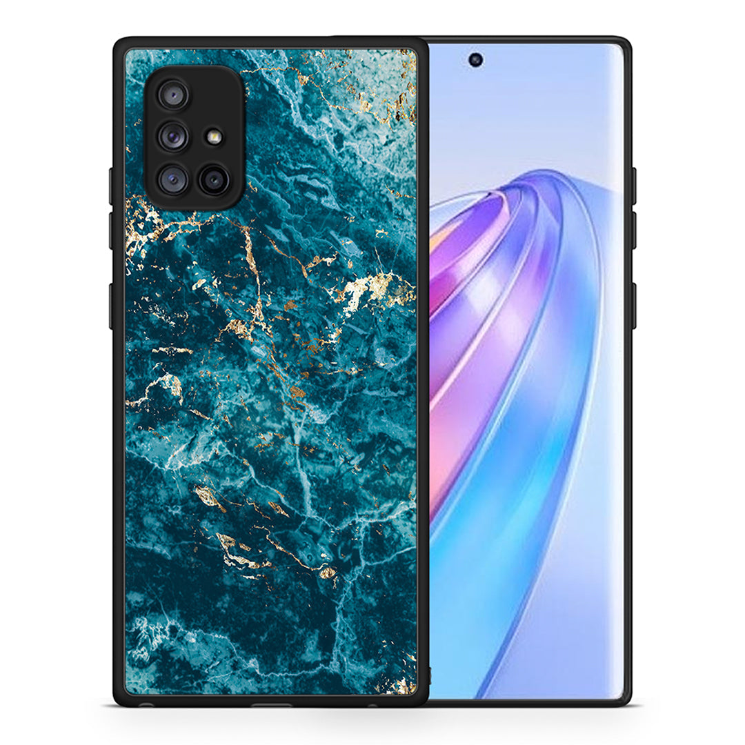 Θήκη Samsung Galaxy A71 5G Marble Blue από τη Smartfits με σχέδιο στο πίσω μέρος και μαύρο περίβλημα | Samsung Galaxy A71 5G Marble Blue case with colorful back and black bezels