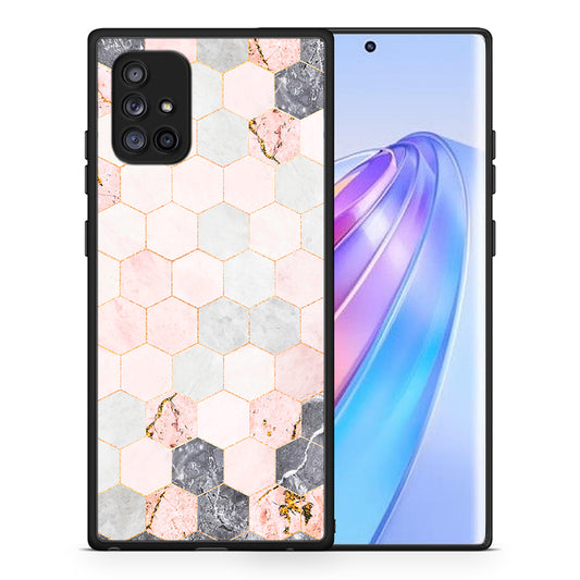Θήκη Samsung Galaxy A71 5G Hexagon Pink Marble από τη Smartfits με σχέδιο στο πίσω μέρος και μαύρο περίβλημα | Samsung Galaxy A71 5G Hexagon Pink Marble case with colorful back and black bezels