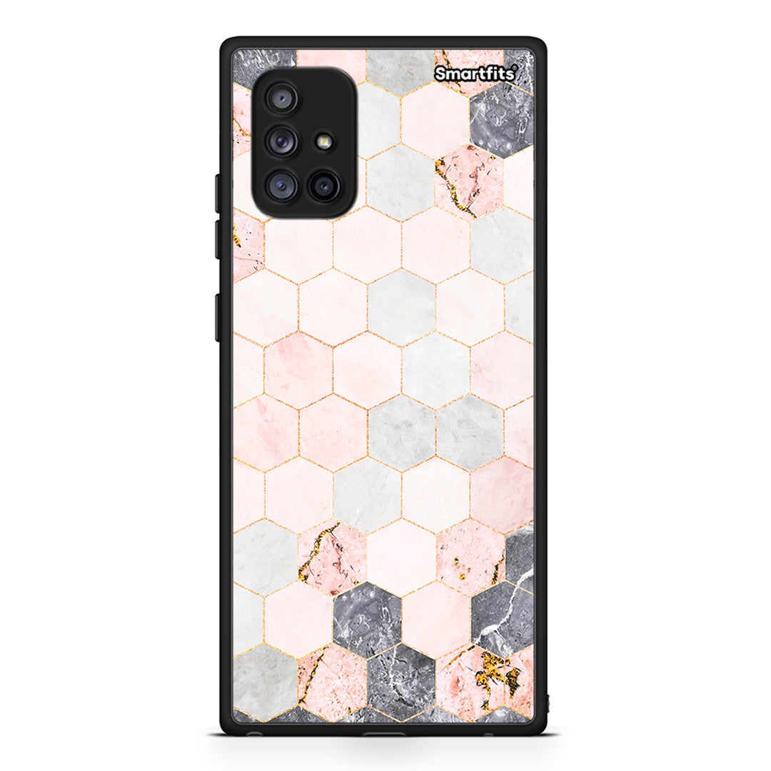 4 - Samsung Galaxy A71 5G Hexagon Pink Marble case, cover, bumper