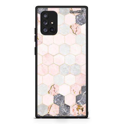 4 - Samsung Galaxy A71 5G Hexagon Pink Marble case, cover, bumper