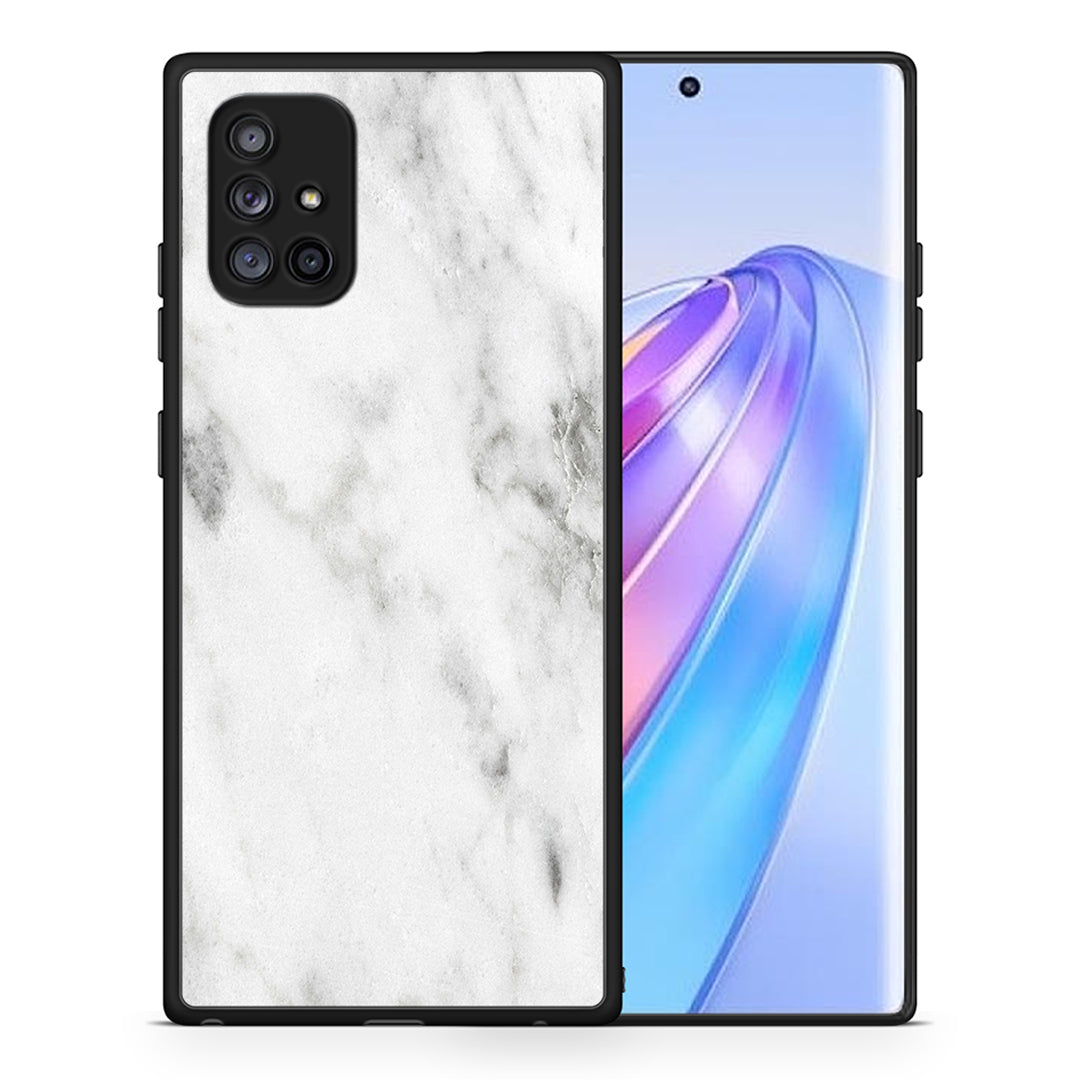 Θήκη Samsung Galaxy A71 5G White Marble από τη Smartfits με σχέδιο στο πίσω μέρος και μαύρο περίβλημα | Samsung Galaxy A71 5G White Marble case with colorful back and black bezels