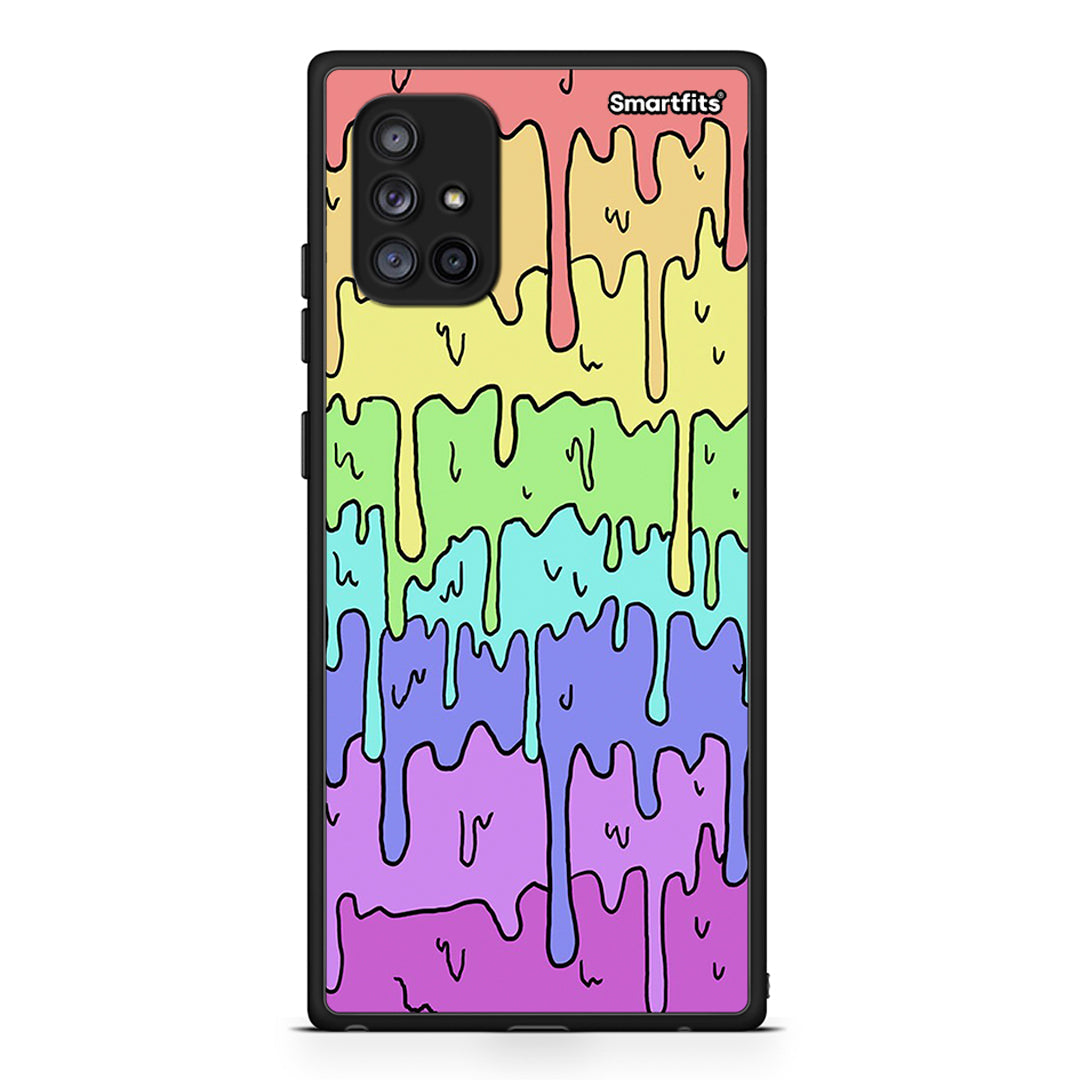 Samsung Galaxy A71 5G Melting Rainbow θήκη από τη Smartfits με σχέδιο στο πίσω μέρος και μαύρο περίβλημα | Smartphone case with colorful back and black bezels by Smartfits