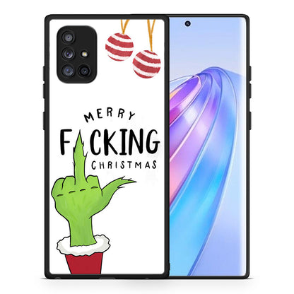 Θήκη Samsung Galaxy A71 5G Merry F Xmas από τη Smartfits με σχέδιο στο πίσω μέρος και μαύρο περίβλημα | Samsung Galaxy A71 5G Merry F Xmas case with colorful back and black bezels