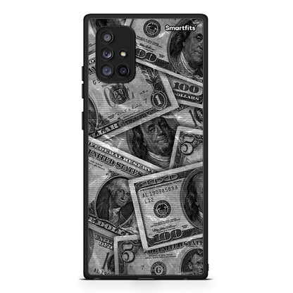 Samsung Galaxy A71 5G Money Dollars θήκη από τη Smartfits με σχέδιο στο πίσω μέρος και μαύρο περίβλημα | Smartphone case with colorful back and black bezels by Smartfits