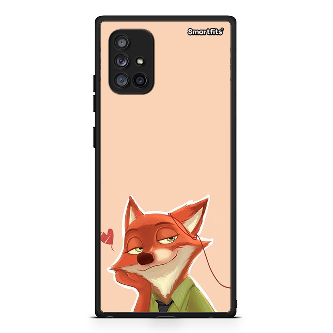 Samsung Galaxy A71 5G Nick Wilde And Judy Hopps Love 1 θήκη από τη Smartfits με σχέδιο στο πίσω μέρος και μαύρο περίβλημα | Smartphone case with colorful back and black bezels by Smartfits