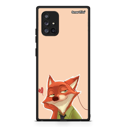 Samsung Galaxy A71 5G Nick Wilde And Judy Hopps Love 1 θήκη από τη Smartfits με σχέδιο στο πίσω μέρος και μαύρο περίβλημα | Smartphone case with colorful back and black bezels by Smartfits