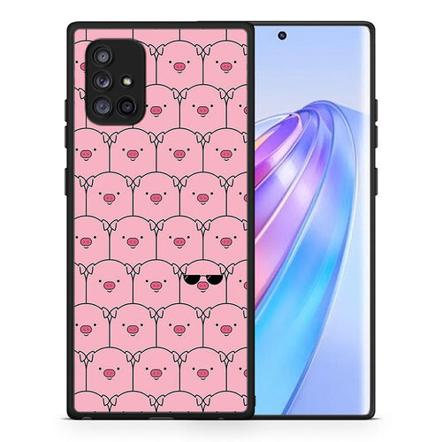 Θήκη Samsung Galaxy A71 5G Pig Glasses από τη Smartfits με σχέδιο στο πίσω μέρος και μαύρο περίβλημα | Samsung Galaxy A71 5G Pig Glasses case with colorful back and black bezels