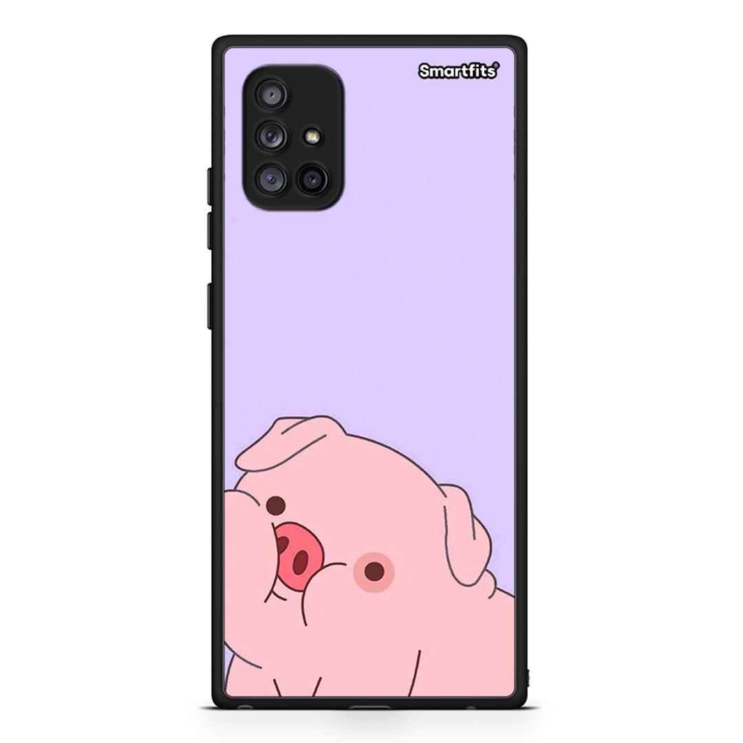 Samsung Galaxy A71 5G Pig Love 2 Θήκη Αγίου Βαλεντίνου από τη Smartfits με σχέδιο στο πίσω μέρος και μαύρο περίβλημα | Smartphone case with colorful back and black bezels by Smartfits
