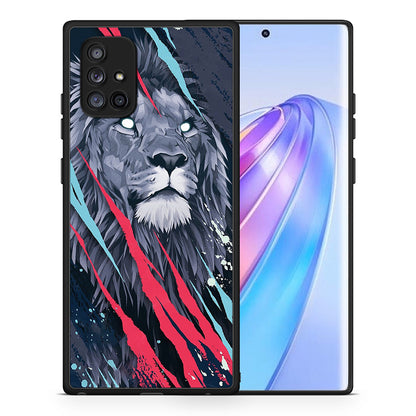 Θήκη Samsung Galaxy A71 5G Lion Designer PopArt από τη Smartfits με σχέδιο στο πίσω μέρος και μαύρο περίβλημα | Samsung Galaxy A71 5G Lion Designer PopArt case with colorful back and black bezels