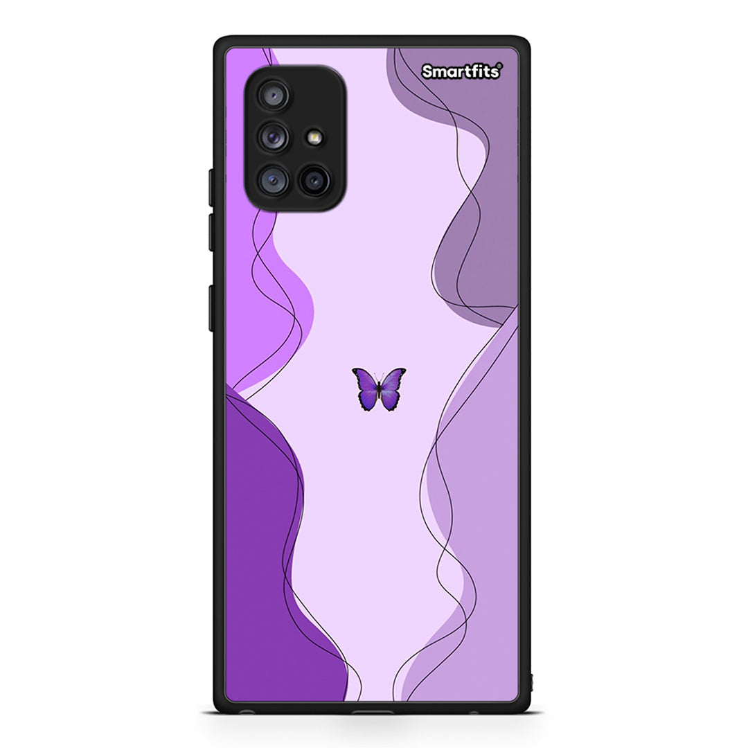 Samsung Galaxy A71 5G Purple Mariposa Θήκη Αγίου Βαλεντίνου από τη Smartfits με σχέδιο στο πίσω μέρος και μαύρο περίβλημα | Smartphone case with colorful back and black bezels by Smartfits