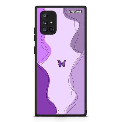 Samsung Galaxy A71 5G Purple Mariposa Θήκη Αγίου Βαλεντίνου από τη Smartfits με σχέδιο στο πίσω μέρος και μαύρο περίβλημα | Smartphone case with colorful back and black bezels by Smartfits