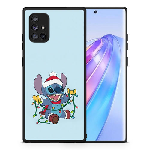 Θήκη Samsung Galaxy A71 5G Santa Stich από τη Smartfits με σχέδιο στο πίσω μέρος και μαύρο περίβλημα | Samsung Galaxy A71 5G Santa Stich case with colorful back and black bezels