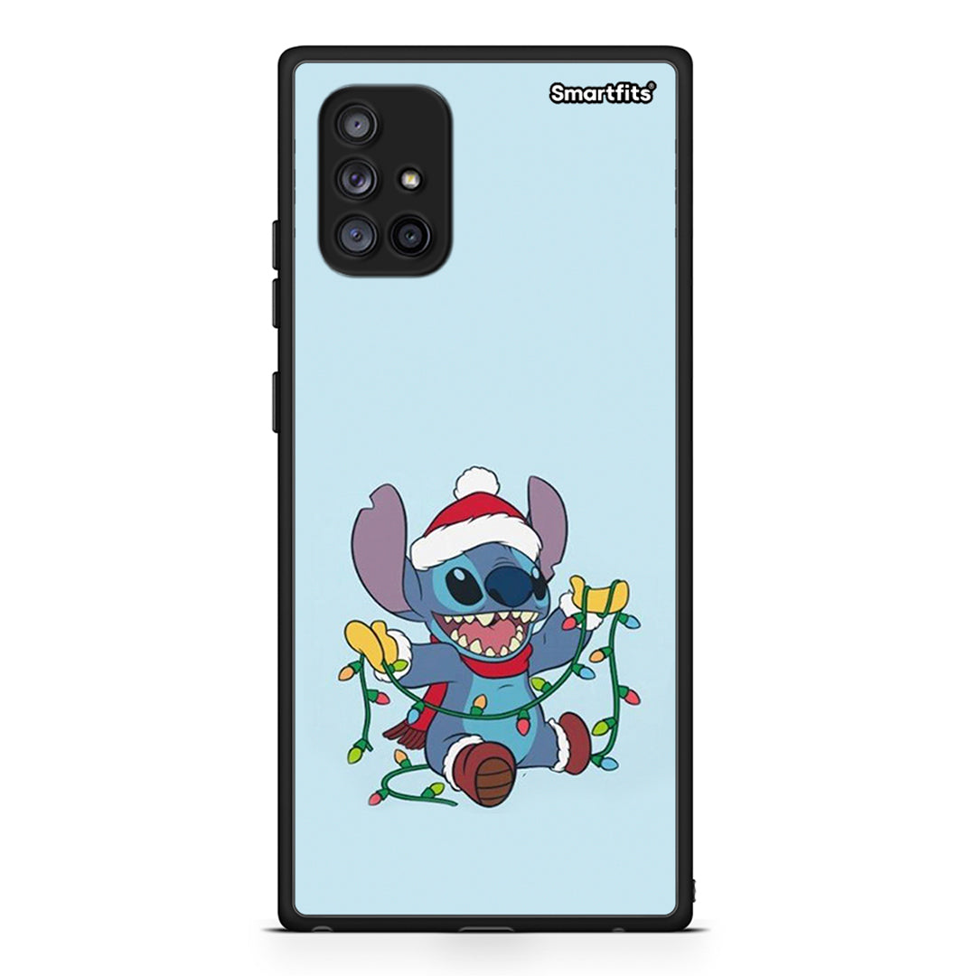 Samsung Galaxy A71 5G Santa Stich θήκη από τη Smartfits με σχέδιο στο πίσω μέρος και μαύρο περίβλημα | Smartphone case with colorful back and black bezels by Smartfits