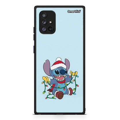 Samsung Galaxy A71 5G Santa Stich θήκη από τη Smartfits με σχέδιο στο πίσω μέρος και μαύρο περίβλημα | Smartphone case with colorful back and black bezels by Smartfits