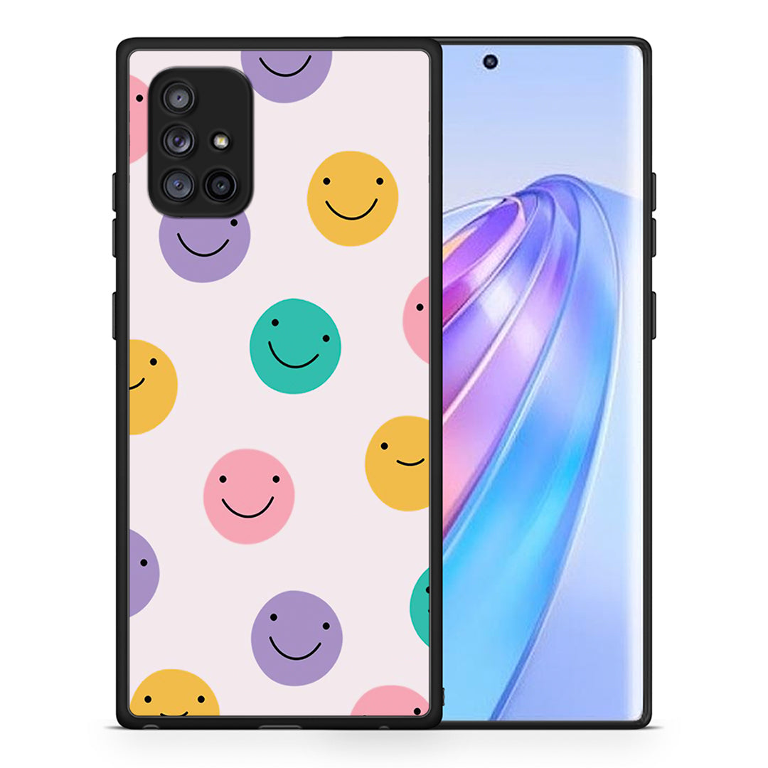 Θήκη Samsung Galaxy A71 5G Smiley Faces από τη Smartfits με σχέδιο στο πίσω μέρος και μαύρο περίβλημα | Samsung Galaxy A71 5G Smiley Faces case with colorful back and black bezels