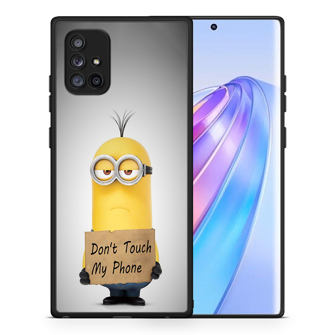 Θήκη Samsung Galaxy A71 5G Minion Text από τη Smartfits με σχέδιο στο πίσω μέρος και μαύρο περίβλημα | Samsung Galaxy A71 5G Minion Text case with colorful back and black bezels