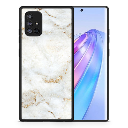 Θήκη Samsung Galaxy A71 5G White Gold Marble από τη Smartfits με σχέδιο στο πίσω μέρος και μαύρο περίβλημα | Samsung Galaxy A71 5G White Gold Marble case with colorful back and black bezels