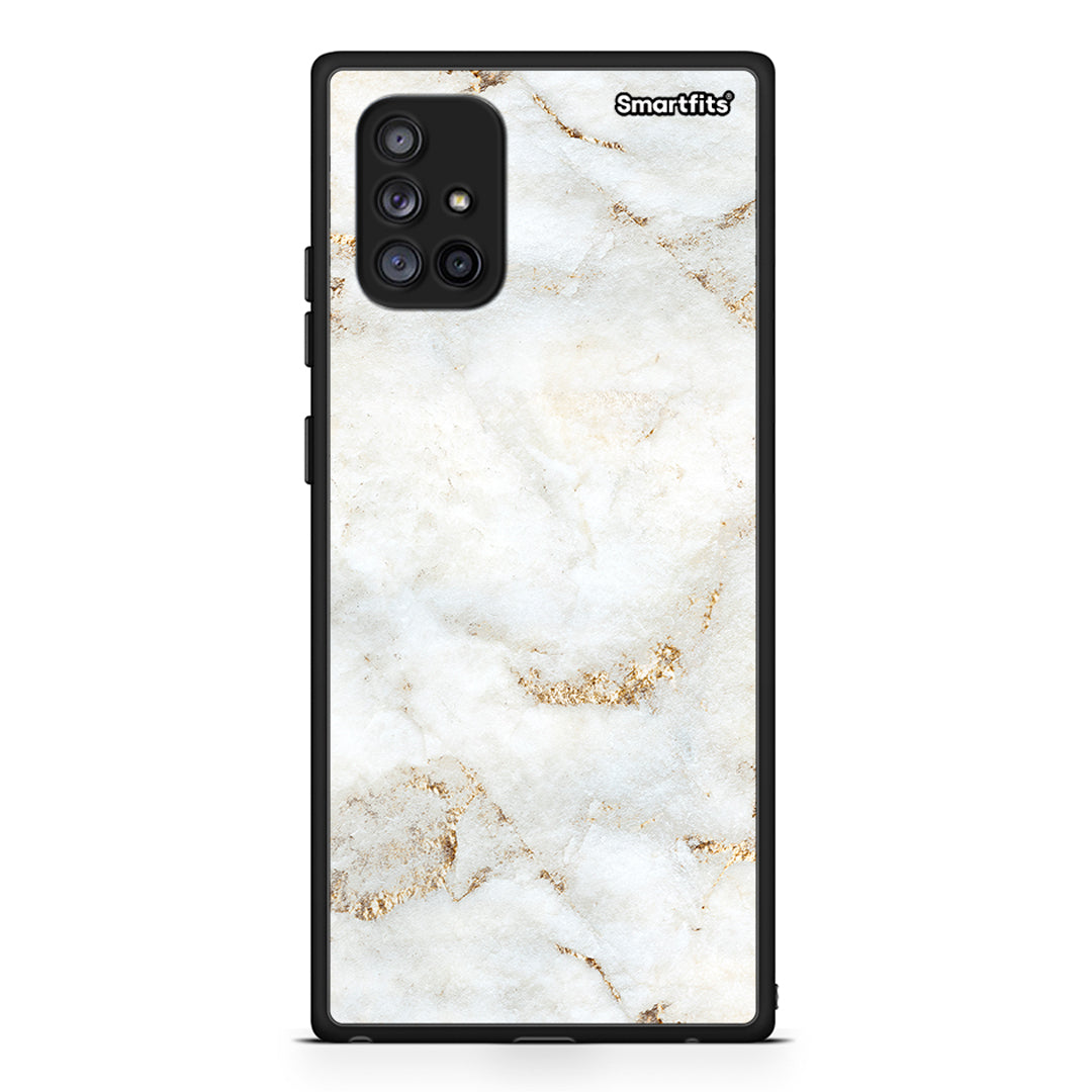 Samsung Galaxy A71 5G White Gold Marble θήκη από τη Smartfits με σχέδιο στο πίσω μέρος και μαύρο περίβλημα | Smartphone case with colorful back and black bezels by Smartfits