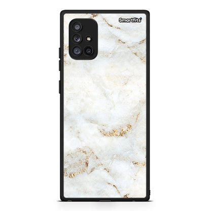 Samsung Galaxy A71 5G White Gold Marble θήκη από τη Smartfits με σχέδιο στο πίσω μέρος και μαύρο περίβλημα | Smartphone case with colorful back and black bezels by Smartfits