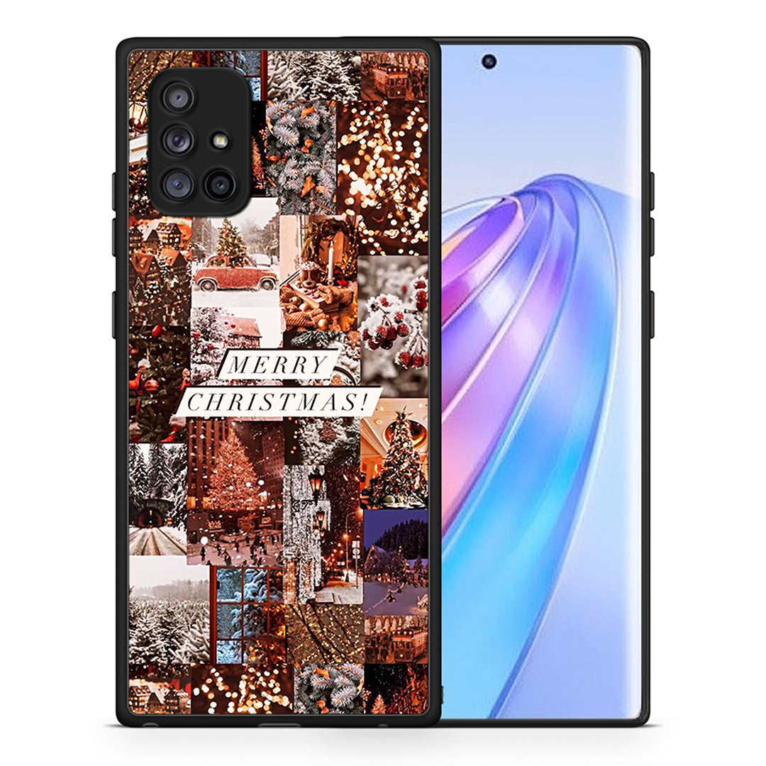 Θήκη Samsung Galaxy A71 5G Xmas Collage από τη Smartfits με σχέδιο στο πίσω μέρος και μαύρο περίβλημα | Samsung Galaxy A71 5G Xmas Collage case with colorful back and black bezels
