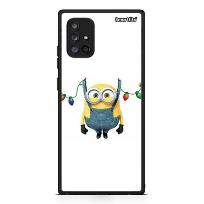 Samsung Galaxy A71 5G Xmas Minion Lights θήκη από τη Smartfits με σχέδιο στο πίσω μέρος και μαύρο περίβλημα | Smartphone case with colorful back and black bezels by Smartfits