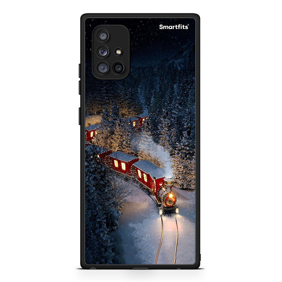 Samsung Galaxy A71 5G Xmas Train θήκη από τη Smartfits με σχέδιο στο πίσω μέρος και μαύρο περίβλημα | Smartphone case with colorful back and black bezels by Smartfits