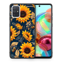 Thumbnail for Θήκη Samsung A71 Autumn Sunflowers από τη Smartfits με σχέδιο στο πίσω μέρος και μαύρο περίβλημα | Samsung A71 Autumn Sunflowers case with colorful back and black bezels