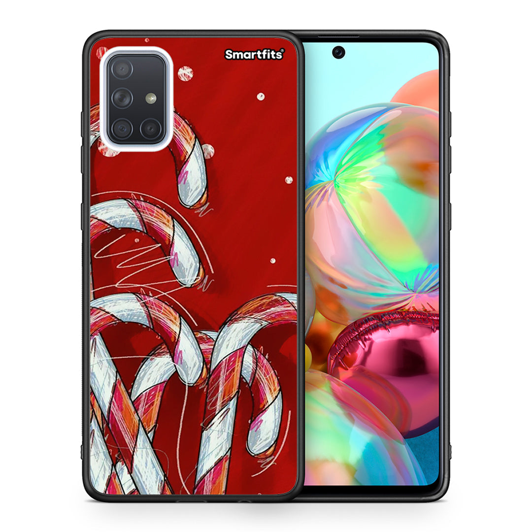 Θήκη Samsung A71 Candy Cane από τη Smartfits με σχέδιο στο πίσω μέρος και μαύρο περίβλημα | Samsung A71 Candy Cane case with colorful back and black bezels