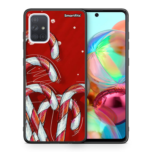 Θήκη Samsung A71 Candy Cane από τη Smartfits με σχέδιο στο πίσω μέρος και μαύρο περίβλημα | Samsung A71 Candy Cane case with colorful back and black bezels