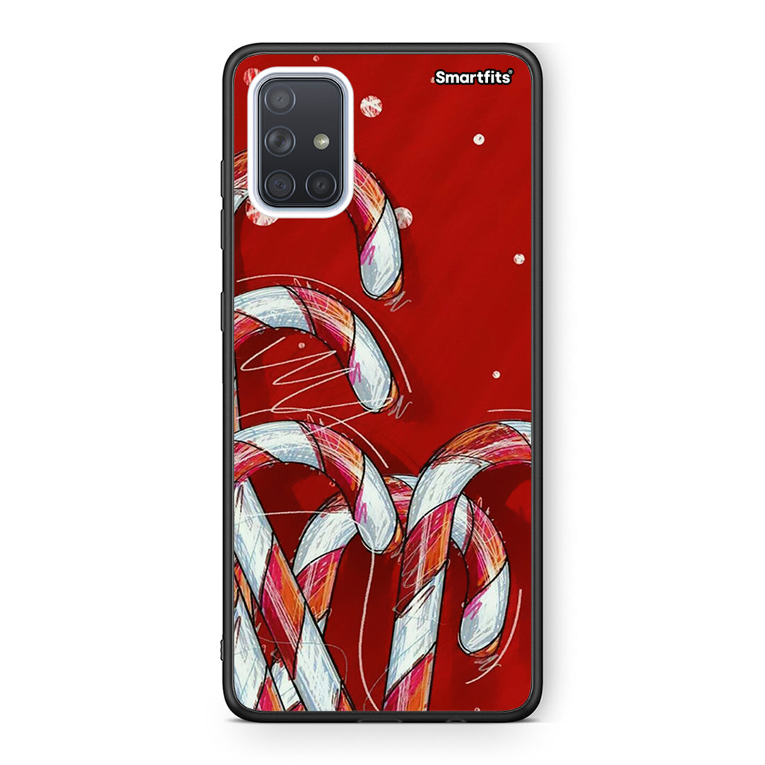 Samsung A71 Candy Cane θήκη από τη Smartfits με σχέδιο στο πίσω μέρος και μαύρο περίβλημα | Smartphone case with colorful back and black bezels by Smartfits