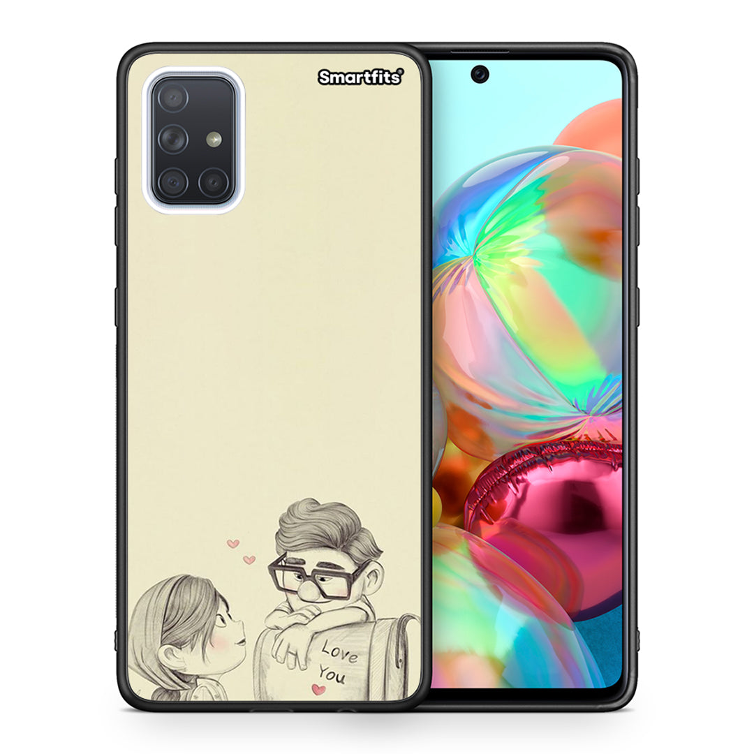 Θήκη Samsung A71 Carl And Ellie από τη Smartfits με σχέδιο στο πίσω μέρος και μαύρο περίβλημα | Samsung A71 Carl And Ellie case with colorful back and black bezels