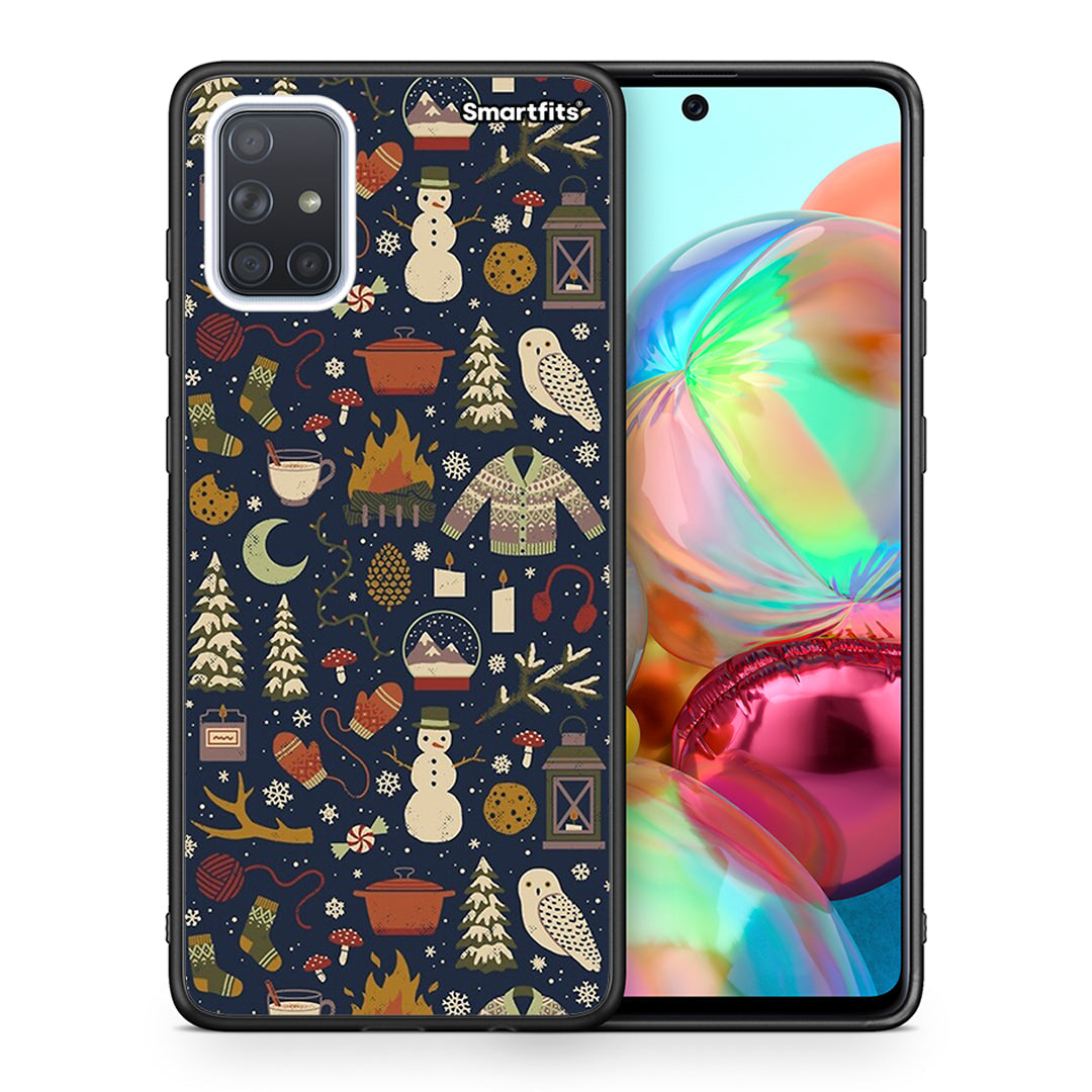 Θήκη Samsung A71 Christmas Elements από τη Smartfits με σχέδιο στο πίσω μέρος και μαύρο περίβλημα | Samsung A71 Christmas Elements case with colorful back and black bezels