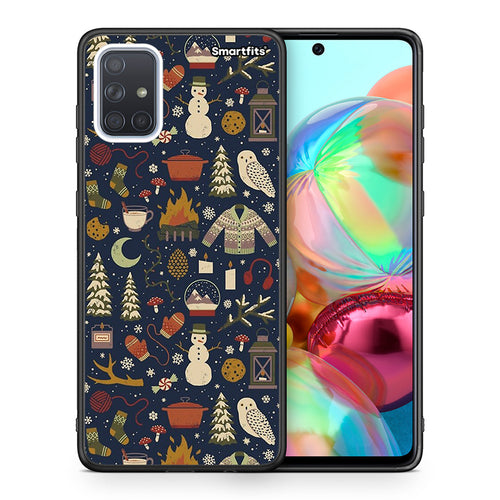Θήκη Samsung A71 Christmas Elements από τη Smartfits με σχέδιο στο πίσω μέρος και μαύρο περίβλημα | Samsung A71 Christmas Elements case with colorful back and black bezels