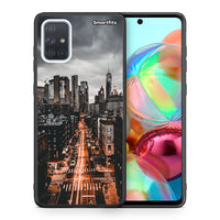 Thumbnail for Θήκη Samsung A71 City Lights από τη Smartfits με σχέδιο στο πίσω μέρος και μαύρο περίβλημα | Samsung A71 City Lights case with colorful back and black bezels