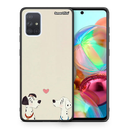 Θήκη Samsung A71 Dalmatians Love από τη Smartfits με σχέδιο στο πίσω μέρος και μαύρο περίβλημα | Samsung A71 Dalmatians Love case with colorful back and black bezels