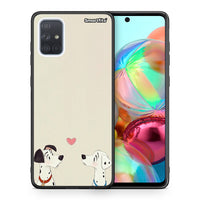 Thumbnail for Θήκη Samsung A71 Dalmatians Love από τη Smartfits με σχέδιο στο πίσω μέρος και μαύρο περίβλημα | Samsung A71 Dalmatians Love case with colorful back and black bezels