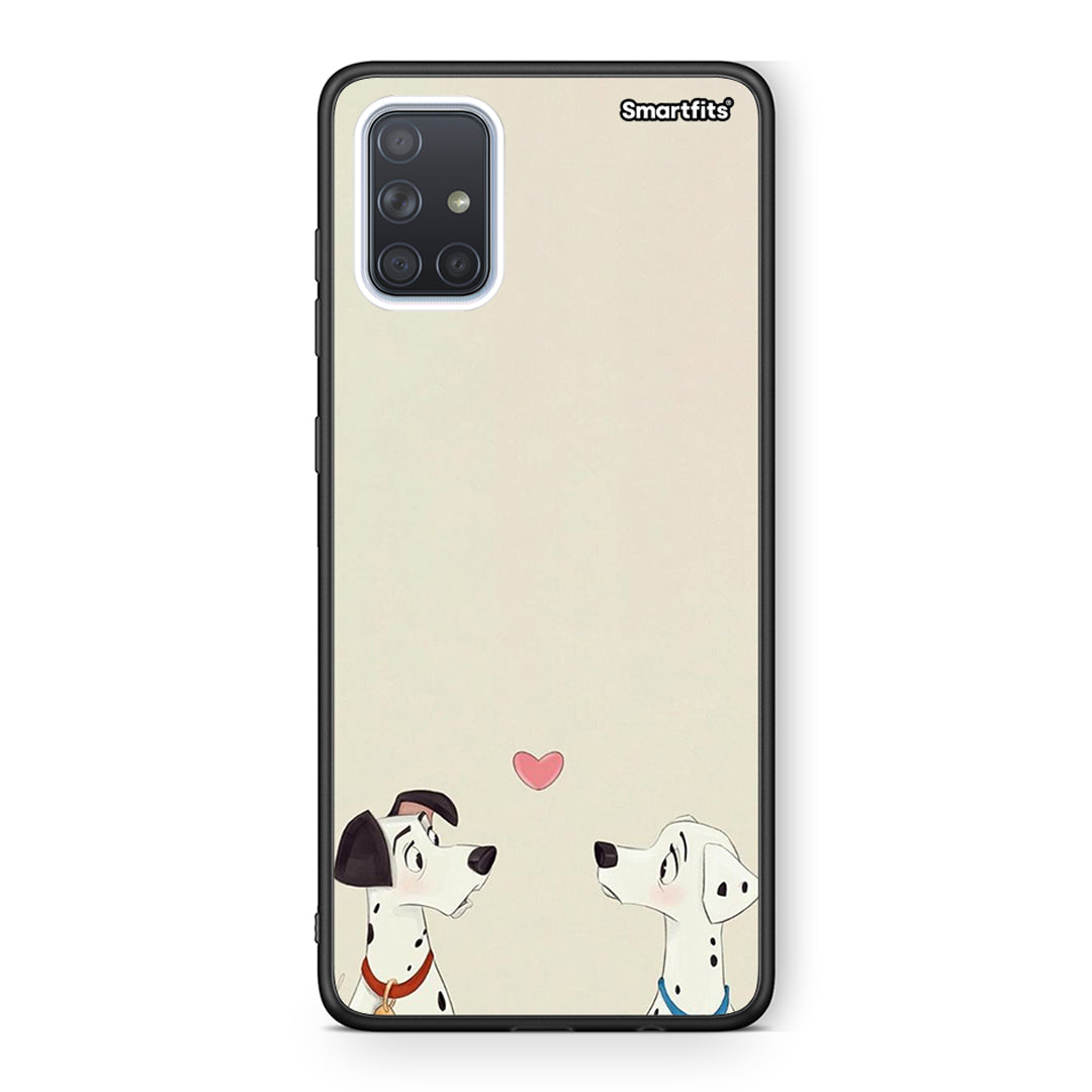 Samsung A51 Dalmatians Love θήκη από τη Smartfits με σχέδιο στο πίσω μέρος και μαύρο περίβλημα | Smartphone case with colorful back and black bezels by Smartfits
