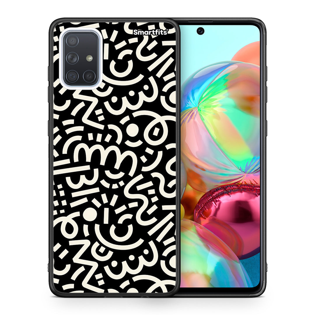 Θήκη Samsung A71 Doodle Art από τη Smartfits με σχέδιο στο πίσω μέρος και μαύρο περίβλημα | Samsung A71 Doodle Art case with colorful back and black bezels