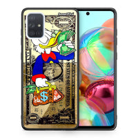 Thumbnail for Θήκη Samsung A71 Duck Money από τη Smartfits με σχέδιο στο πίσω μέρος και μαύρο περίβλημα | Samsung A71 Duck Money case with colorful back and black bezels