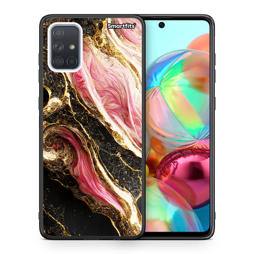 Θήκη Samsung A71 Glamorous Pink Marble από τη Smartfits με σχέδιο στο πίσω μέρος και μαύρο περίβλημα | Samsung A71 Glamorous Pink Marble case with colorful back and black bezels