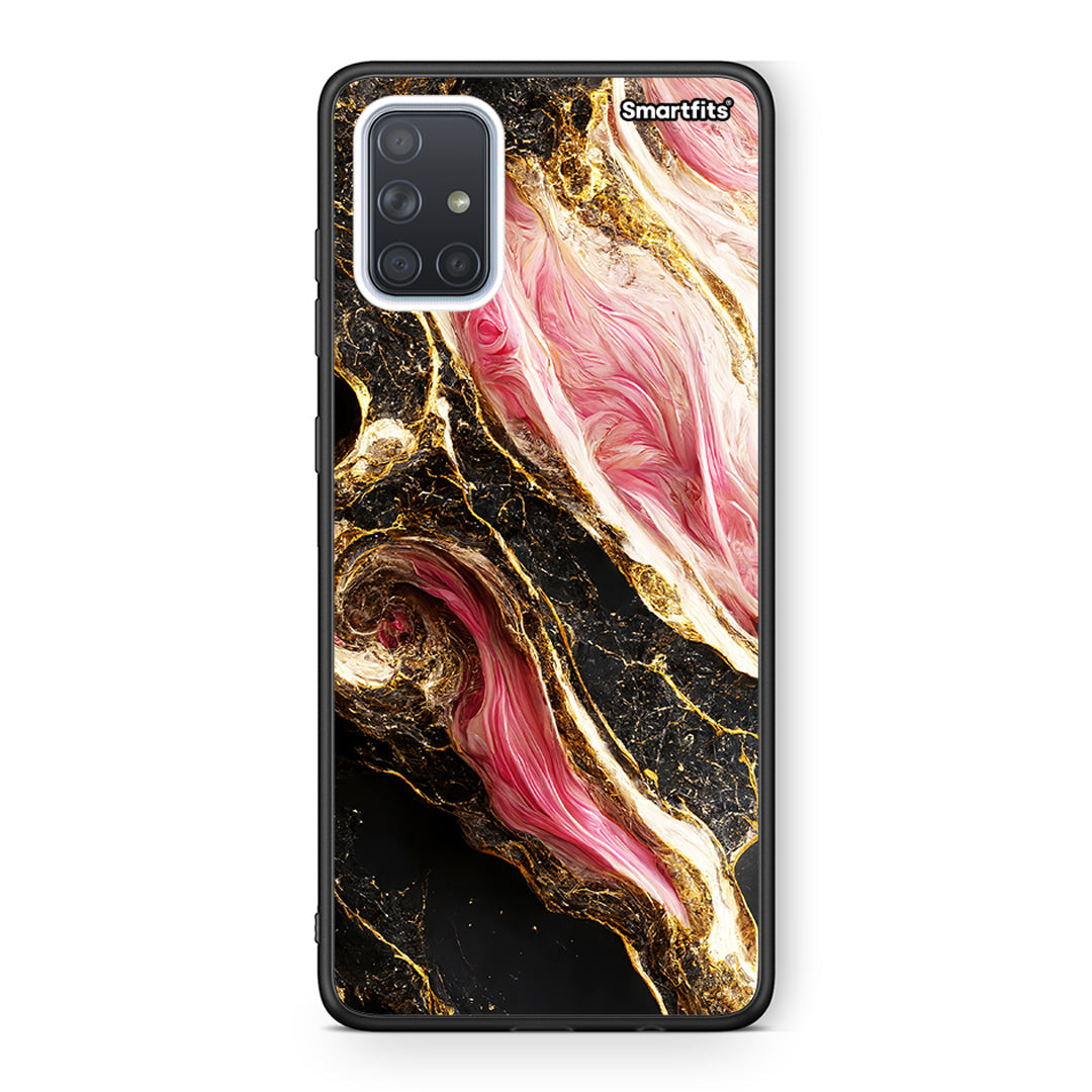 Samsung A51 Glamorous Pink Marble θήκη από τη Smartfits με σχέδιο στο πίσω μέρος και μαύρο περίβλημα | Smartphone case with colorful back and black bezels by Smartfits