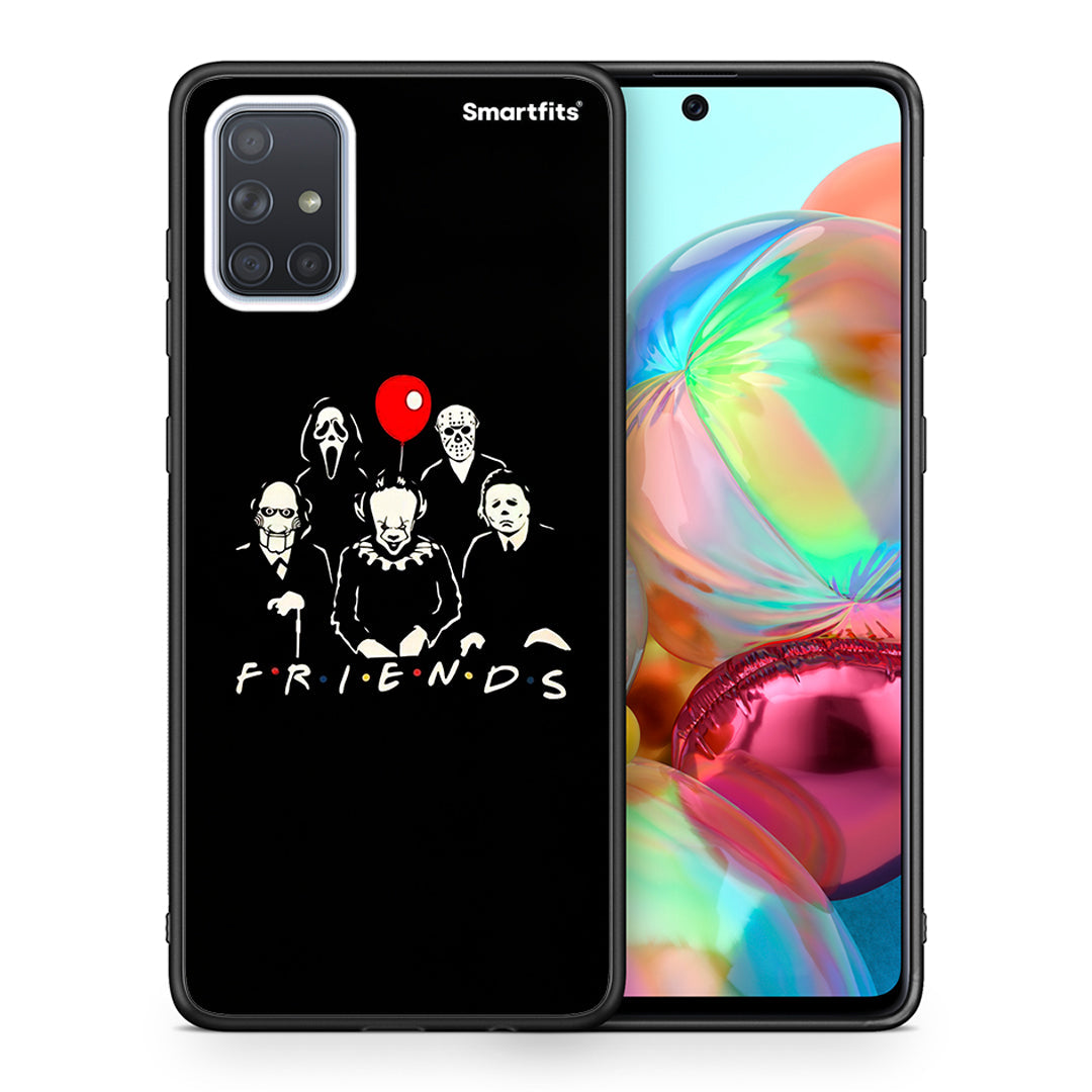 Θήκη Samsung A71 Halloween Friends από τη Smartfits με σχέδιο στο πίσω μέρος και μαύρο περίβλημα | Samsung A71 Halloween Friends case with colorful back and black bezels